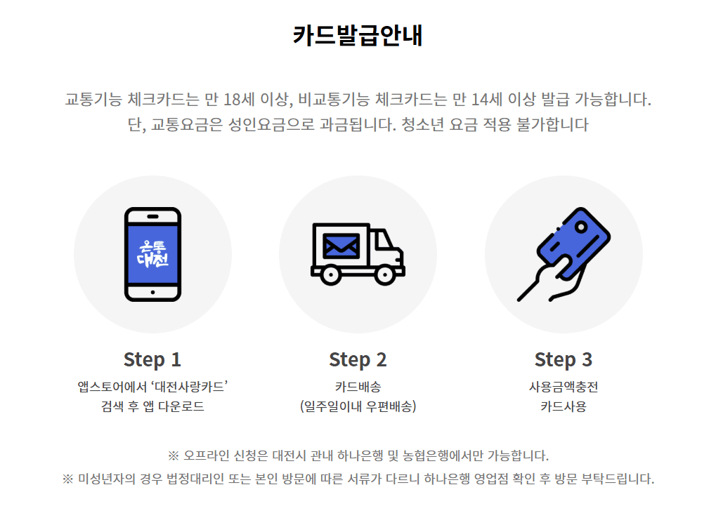 대전사랑카드 발급 신청